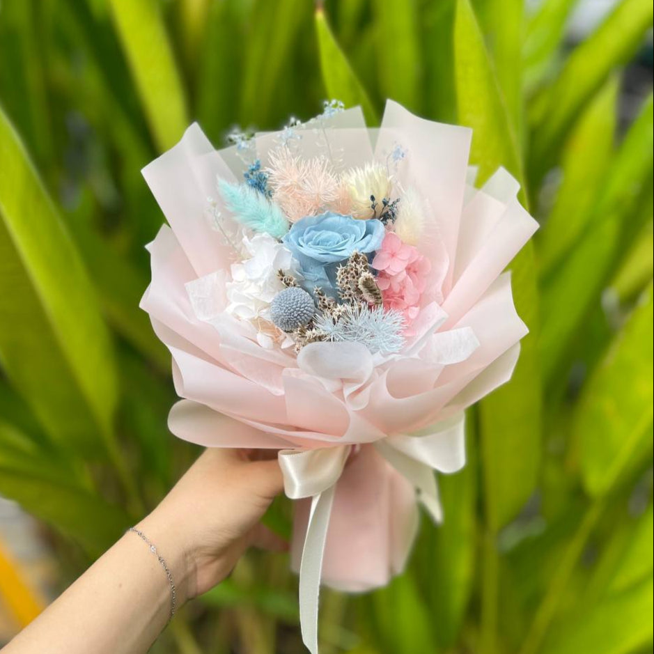 Preserved rose bouquet- 1 rose (Blue)