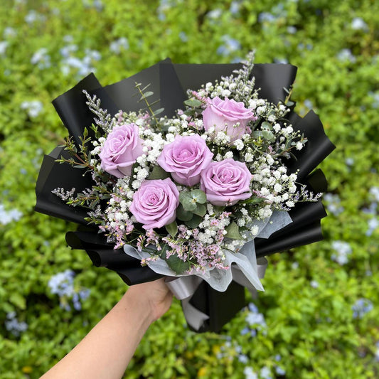 Lilac- 5 premium lilac roses