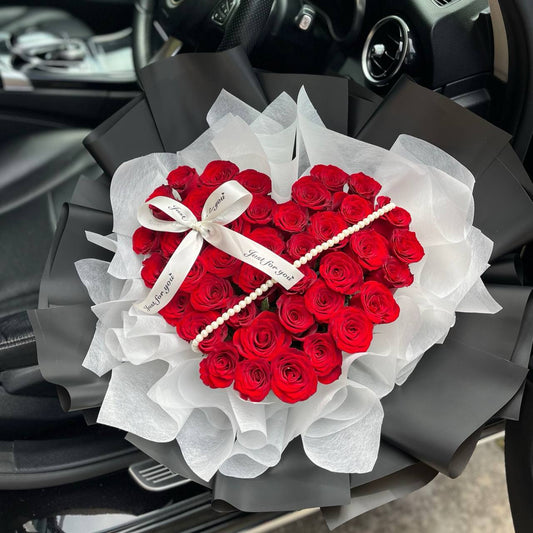 Eternal Love- Red Rose Heart-Shaped Bouquet