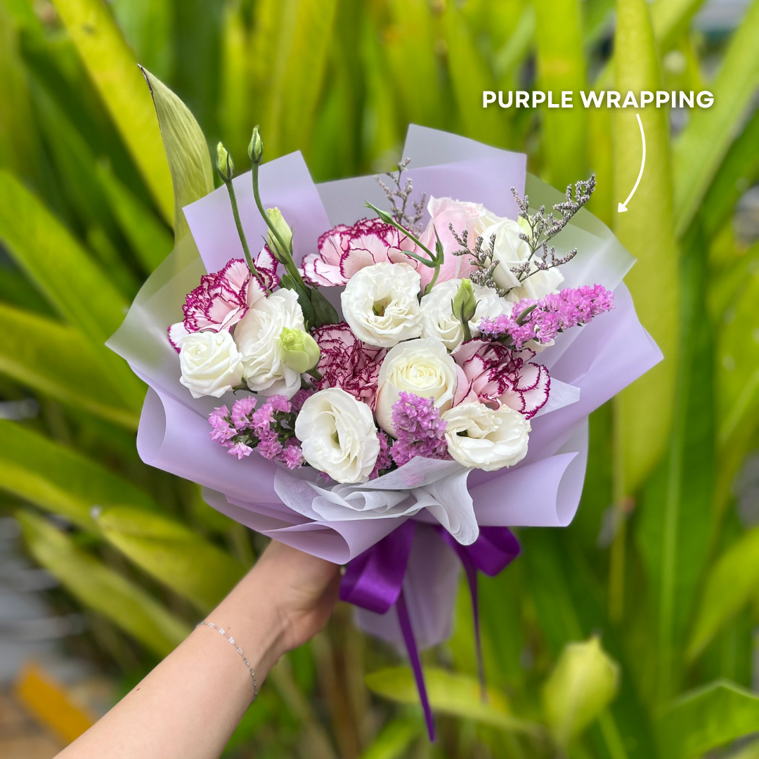 {M11} Kind- Pink purple rose & carnations