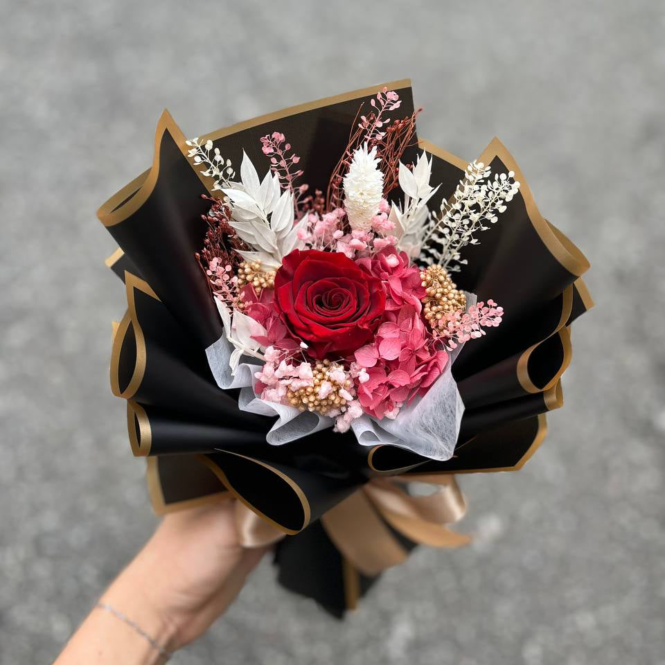 Preserved rose bouquet- 1 rose (Red)