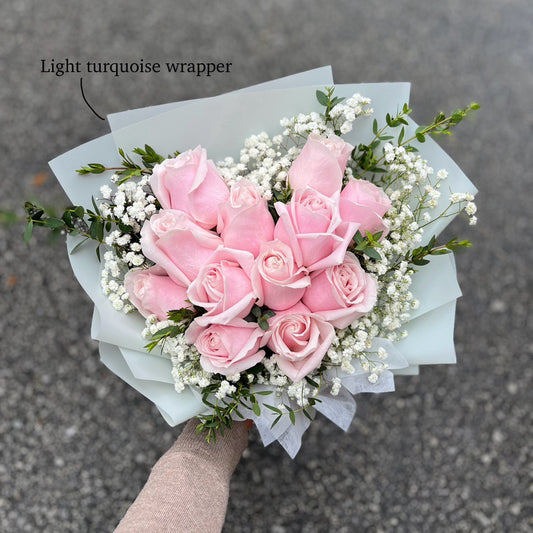 Love- 12 rose bouquet (heart shape arrangement)