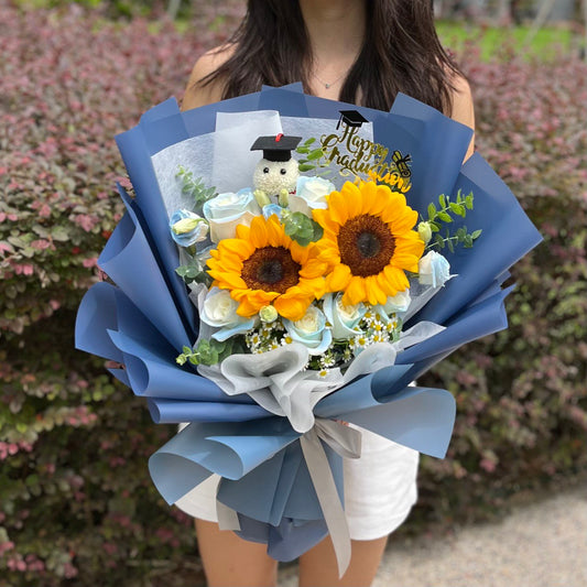 {G18} Graduate (blue)- Sunflowers & blue roses